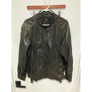 Zanobetti Firenze Men's Vintage Leather Bomber Jacket, Black, Size 52